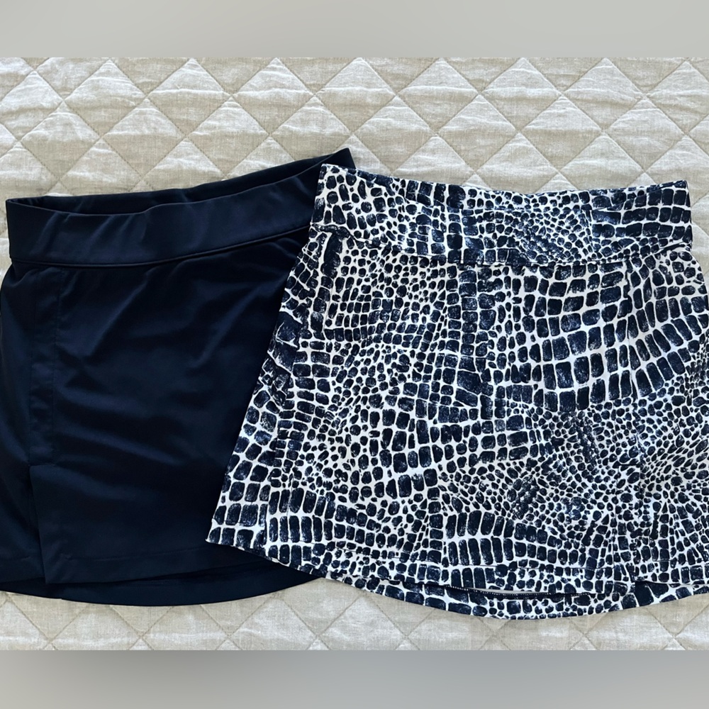 J.Lindeberg JL Navy Blue and White Print Amelie Golf Skirts- XS